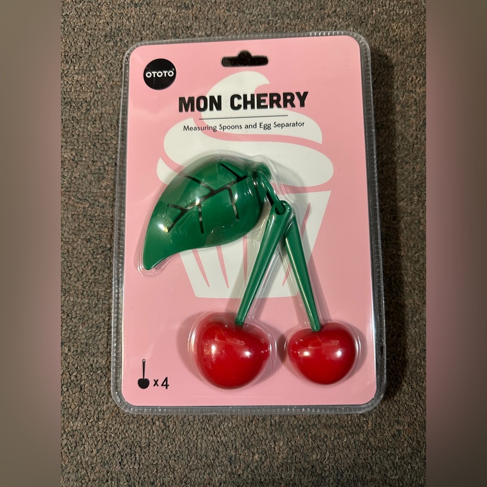 OTOTO Mon Cherry Measuring Spoons and Egg Separator Set for Dry & Liquid